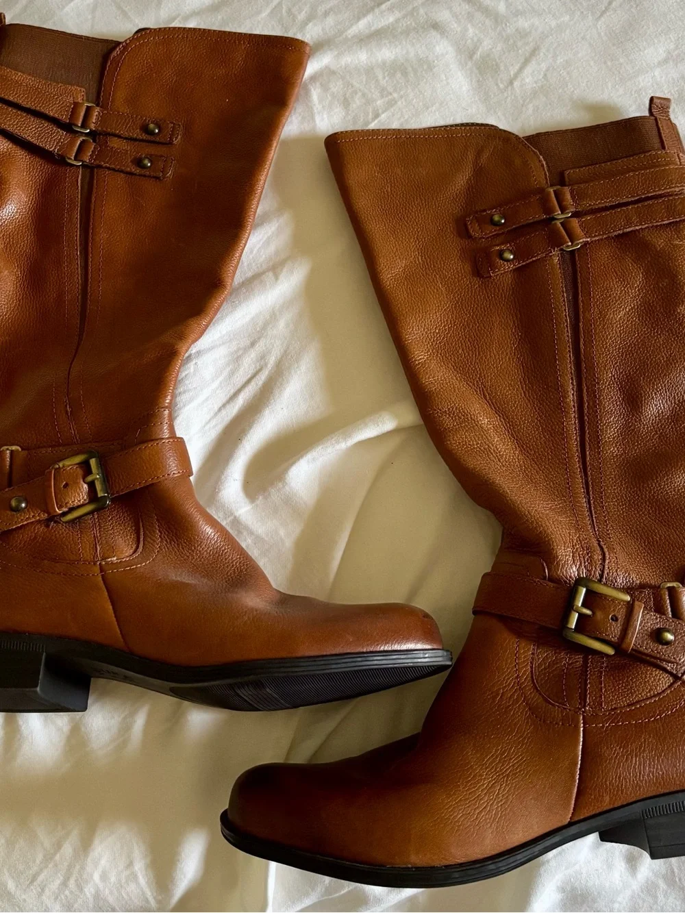 ✨ Naturalizer Jessie Leather Wide Calf Friendly Riding Boots Brown Worn Twice! ✨ - Picture 1 of 14